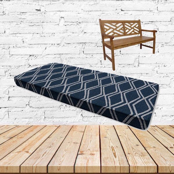 Voyage Indigo Sunbrella Fabric Patio Bench Cushion
