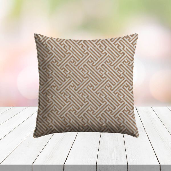 Custom Outdoor Pillows in Outdura Labyrinth Ochre | Fade-Resistant & Weatherproof