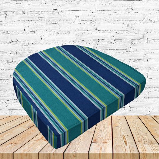 Richloom Solarium Tobago Lagoon Boxed Patio Contoured Dining Chair Seat Cushions –Wicker Chair Cushions