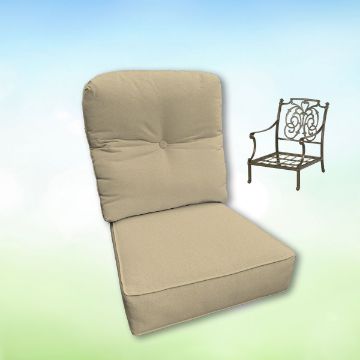 Sunbrella Canvas Antique Beige Hanamint Replacement Cushions Club Chair | Estate Back
