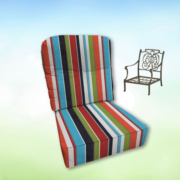 Sunbrella Carousel Confetti Hanamint Replacement Cushions Club Chair | Estate Back
