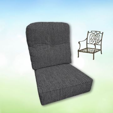 Sunbrella Cast Charcoal Hanamint Replacement Cushions Club Chair | Estate Back