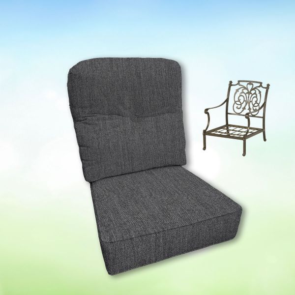 Sunbrella Cast Charcoal Hanamint Replacement Cushions Club Chair | Estate Back