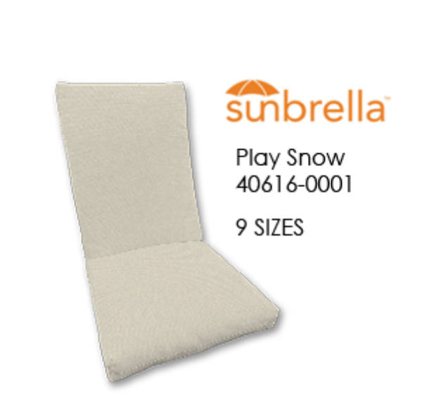 Sunbrella Play Snow Universal Patio Chair Cushion With Ties