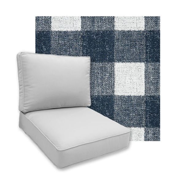 Sunbrella Preso Indigo Patio Chair Replacement Cushions