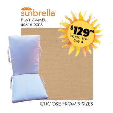 Sunbrella Play Camel  Universal Patio Chair Cushion With Ties