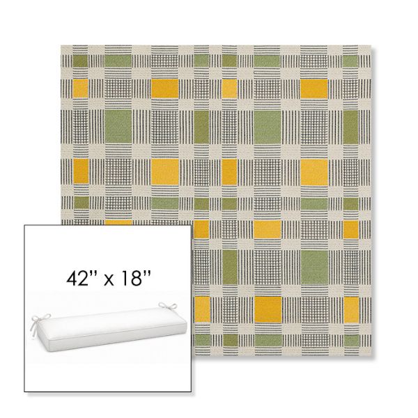 Picture of Rubix Lemon Lime | Sunbrella® 42" x 18" Outdoor Bench Cushion