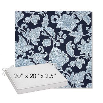 Picture of Floral Song Navy | Sunbrella® 20" x 20" Outdoor Dining Cushion