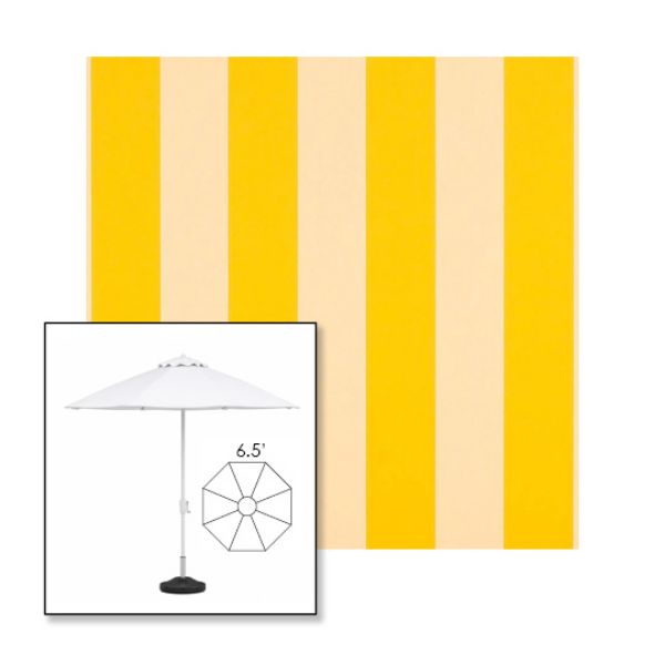 Picture of Beaufort Yellow White | 6.5' Fiberglass Patio Umbrella Sunbrella® Awning Fabric