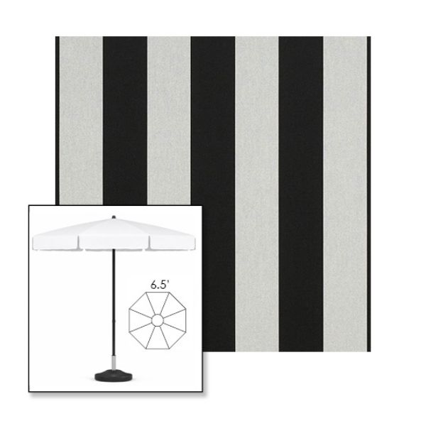 Picture of Beaufort Black White | 6.5' Fiberglass Patio Umbrella Sunbrella® Awning Fabric