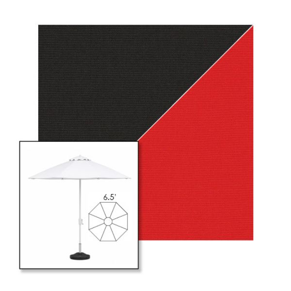 Picture of Black Logo Red | 6.5' Fiberglass Market Umbrella Sunbrella® Awning Fabric