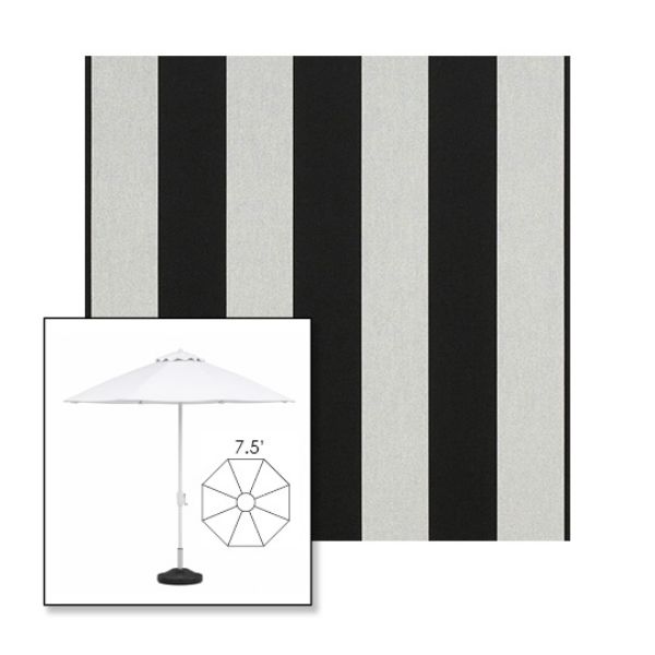 Picture of Beaufort Black White | 7.5' Fiberglass Market Umbrella Sunbrella® Awning Fabric
