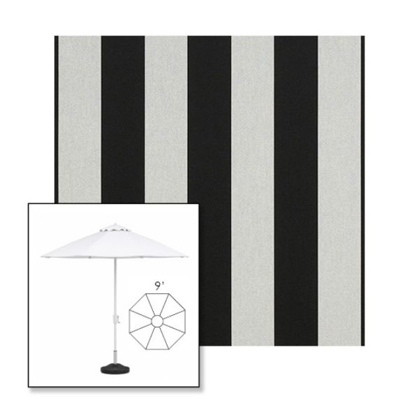 Picture of Beaufort Black White | 9' Fiberglass Market Umbrella Sunbrella® Awning Fabric