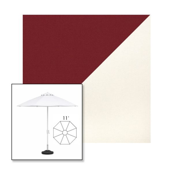 Picture of Burgundy White | 11' Fiberglass Market Umbrella Sunbrella® Awning Fabric