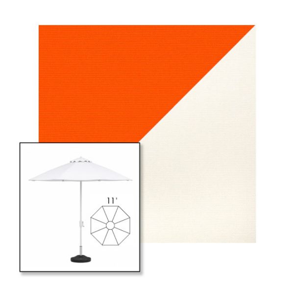 Picture of Orange White | 11' Fiberglass Market Umbrella Sunbrella® Awning Fabric