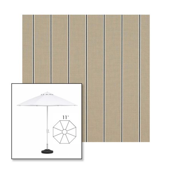 Picture of Putty Regimental | 11' Fiberglass Market Umbrella Sunbrella® Awning Fabric