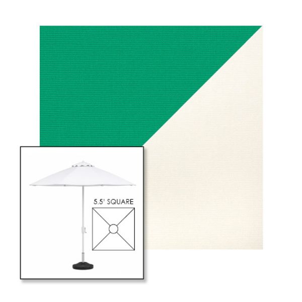 Picture of Erin Green White | 5.5' Fiberglass Market Umbrella Sunbrella® Awning Fabric