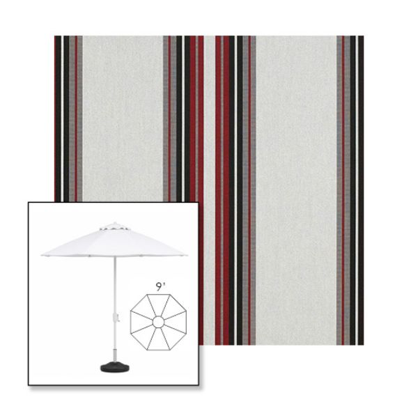 Picture of Burgundy Black White | 9' Heavy Duty Aluminum Market Umbrella Sunbrella® Awning Fabric