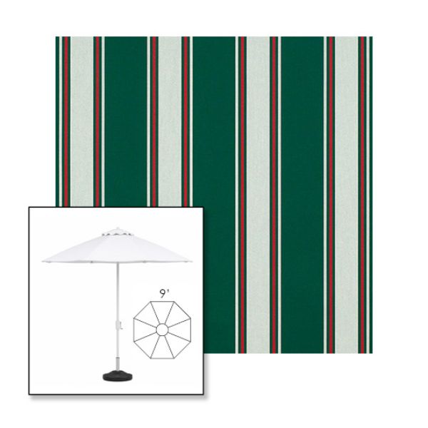 Picture of Forest Green Fancy | 9' Heavy Duty Aluminum Market Umbrella Sunbrella® Awning Fabric