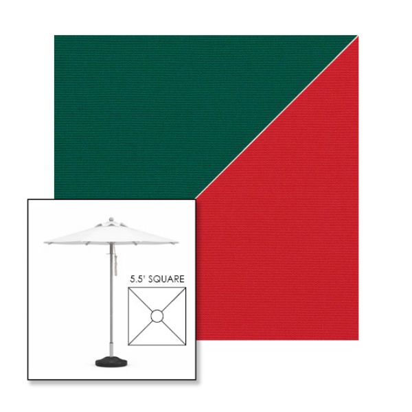 Picture of Forest Green Jockey Red | 5.5' Square Heavy Duty Aluminum Market Umbrella Sunbrella® Awning Fabric