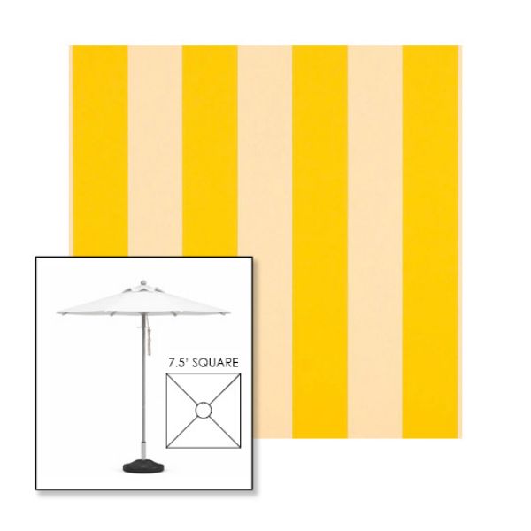Picture of Beaufort Yellow White | 7.5' Square Heavy Duty Aluminum Market Umbrella Sunbrella® Awning Fabric