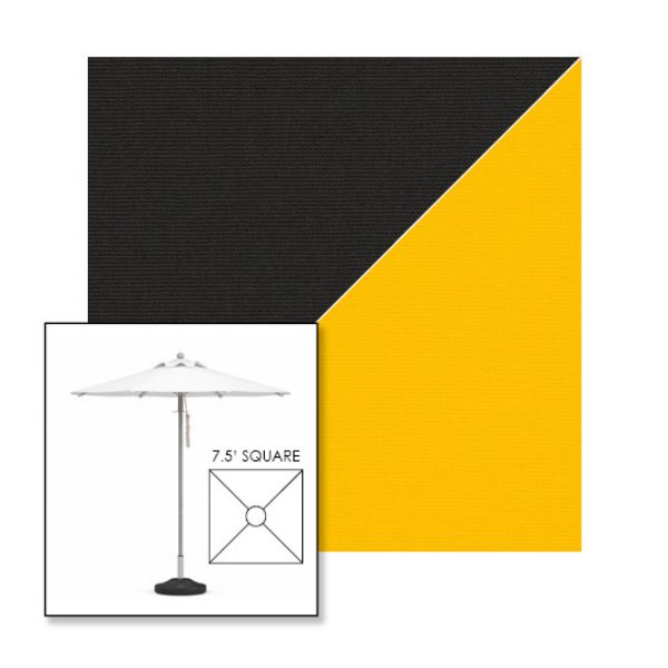 Picture of Black Yellow | 7.5' Square Heavy Duty Aluminum Market Umbrella Sunbrella® Awning Fabric