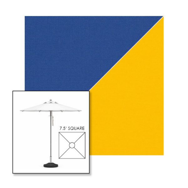Picture of Mediterranean Blue Sunflower | 7.5' Square Heavy Duty Aluminum Market Umbrella Sunbrella® Awning Fabric