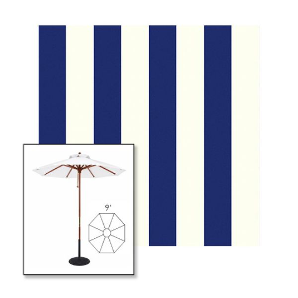 Picture of Beaufort Captain Navy | 9' Wood Frame Market Umbrella Sunbrella® Awning Fabric