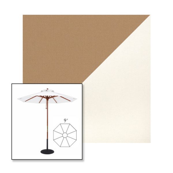 Picture of Beige White | 9' Wood Frame Market Umbrella Sunbrella® Awning Fabric
