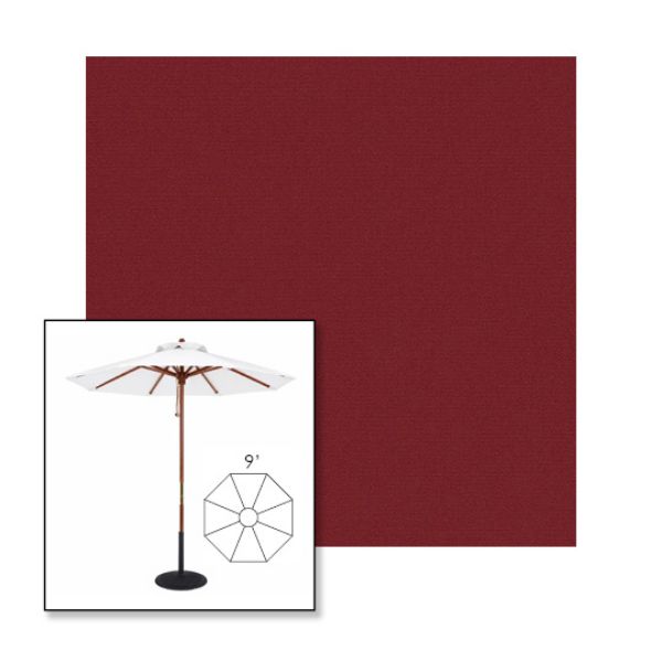 Picture of Burgundy | 9' Wood Frame Market Umbrella Sunbrella® Awning Fabric