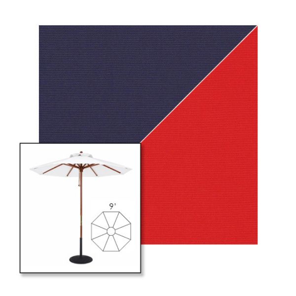 Picture of Captain Navy Logo Red | 9' Wood Frame Market Umbrella Sunbrella® Awning Fabric
