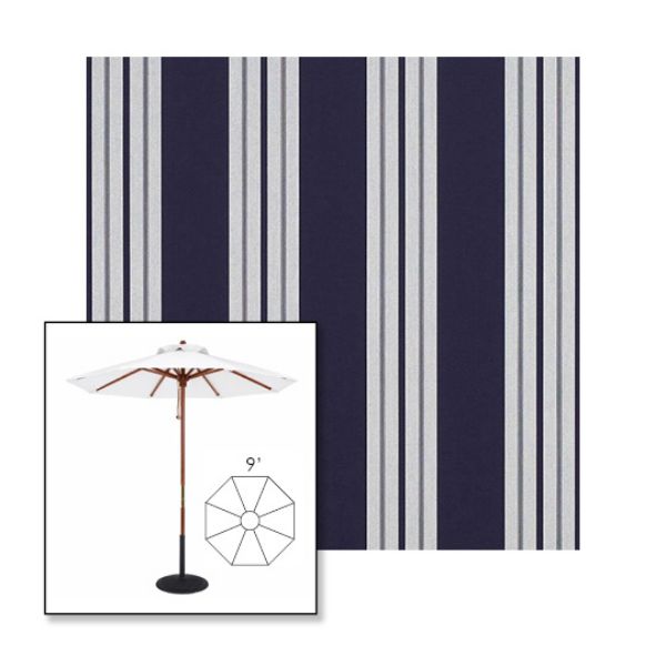 Picture of Captain Navy Natural Classic | 9' Wood Frame Market Umbrella Sunbrella® Awning Fabric