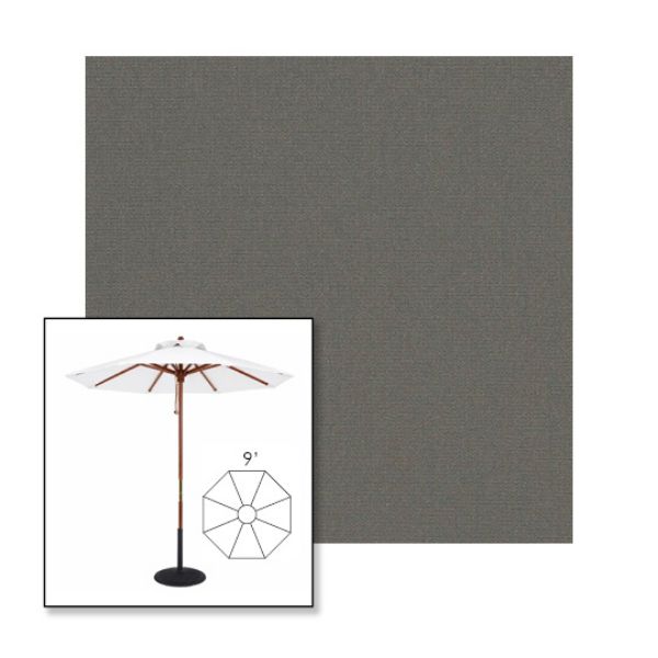 Picture of Charcoal Grey | 9' Wood Frame Market Umbrella Sunbrella® Awning Fabric