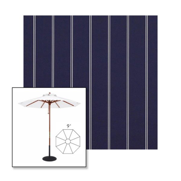 Picture of Cooper Navy | 9' Wood Frame Market Umbrella Sunbrella® Awning Fabric