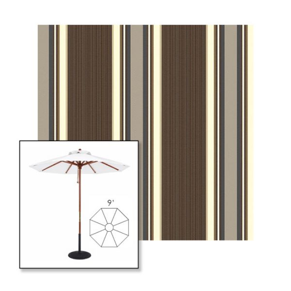 Picture of Emblem Badger | 9' Wood Frame Market Umbrella Sunbrella® Awning Fabric