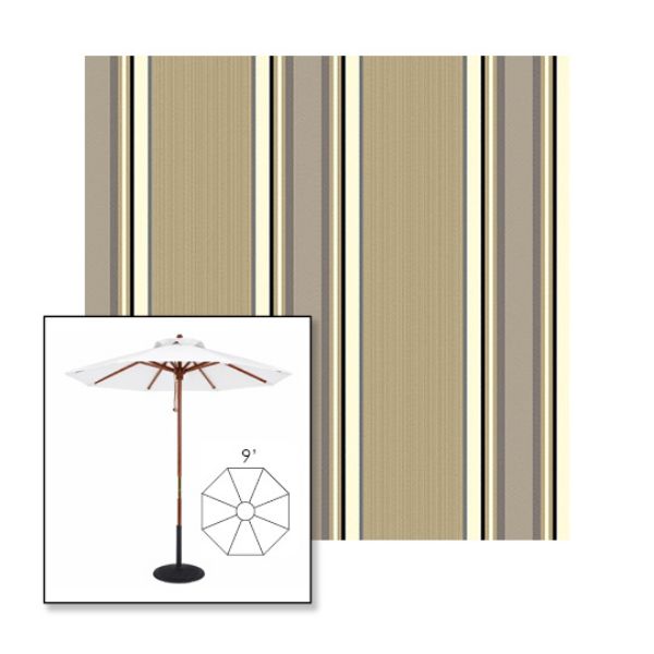 Picture of Emblem Beige | 9' Wood Frame Market Umbrella Sunbrella® Awning Fabric