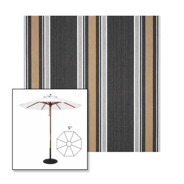 Picture of Emblem Classic | 9' Wood Frame Market Umbrella Sunbrella® Awning Fabric