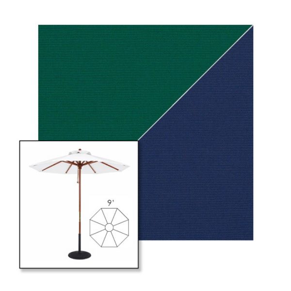 Picture of Forest Green Marine Blue | 9' Wood Frame Market Umbrella Sunbrella® Awning Fabric