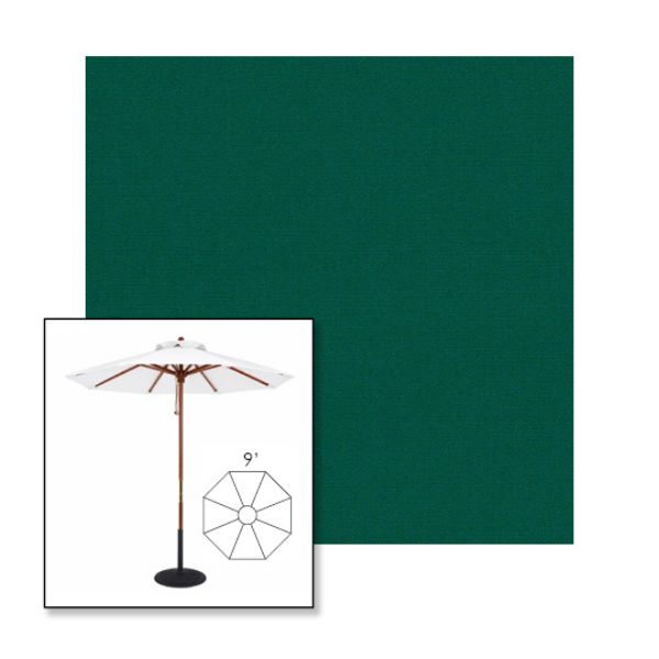 Picture of Forest Green | 9' Wood Frame Market Umbrella Sunbrella® Awning Fabric
