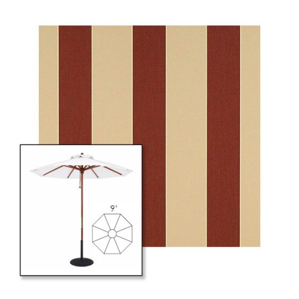 Picture of Havelock Brick | 9' Wood Frame Market Umbrella Sunbrella® Awning Fabric