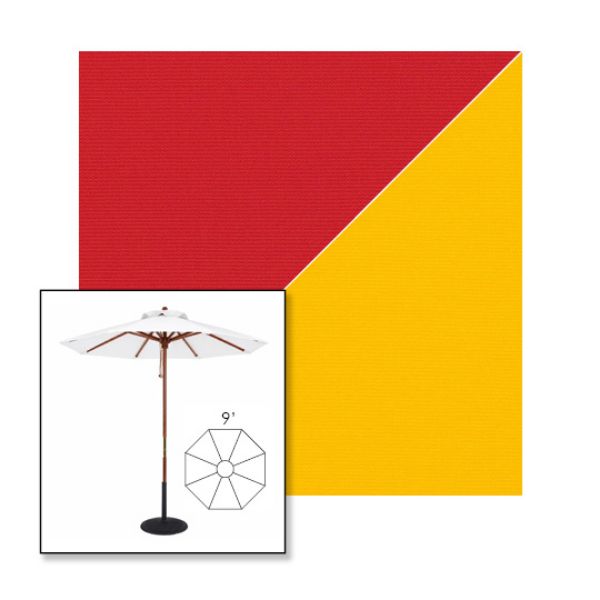Picture of Jockey Red Yellow | 9' Wood Frame Market Umbrella Sunbrella® Awning Fabric