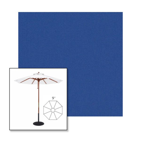 Picture of Mediterranean Blue | 9' Wood Frame Market Umbrella Sunbrella® Awning Fabric