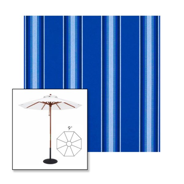 Picture of Pacific Blue Fancy | 9' Wood Frame Market Umbrella Sunbrella® Awning Fabric