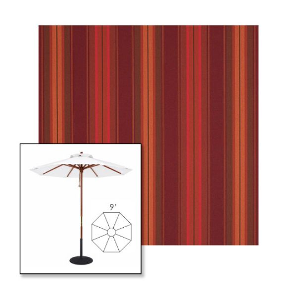 Picture of Saxon Chili | 9' Wood Frame Market Umbrella Sunbrella® Awning Fabric