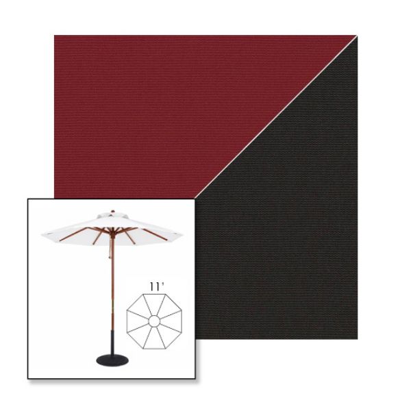 Picture of Burgundy Black | 11' Wood Frame Market Umbrella Sunbrella® Awning Fabric
