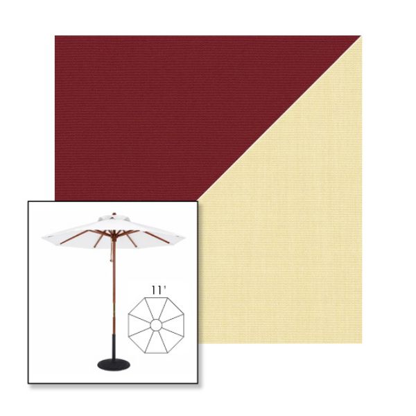 Picture of Burgundy Parchment | 11' Wood Frame Market Umbrella Sunbrella® Awning Fabric