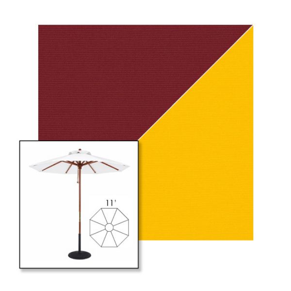Picture of Burgundy Sunflower | 11' Wood Frame Market Umbrella Sunbrella® Awning Fabric