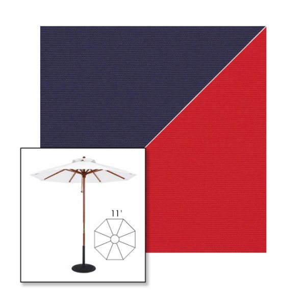 Picture of Captain Navy Jockey Red | 11' Wood Frame Market Umbrella Sunbrella® Awning Fabric