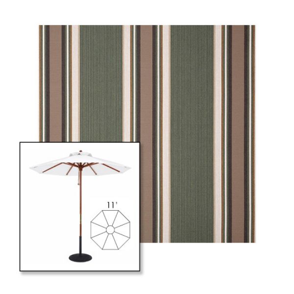 Picture of Emblem Fern | 11' Wood Frame Market Umbrella Sunbrella® Awning Fabric