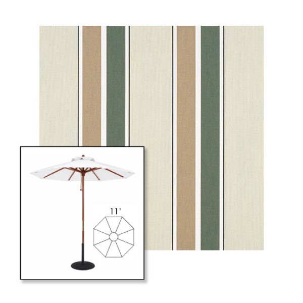 Picture of Fern Heather Beige Block | 11' Wood Frame Market Umbrella Sunbrella® Awning Fabric